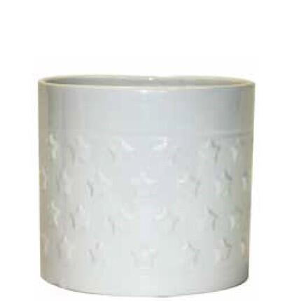 Cache-pot en céramique blanc scintillant étoilé  5
