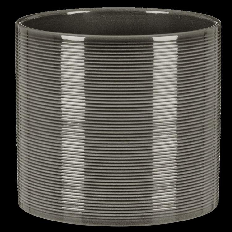 Cache-pot en céramique Cylindre gris 23cm