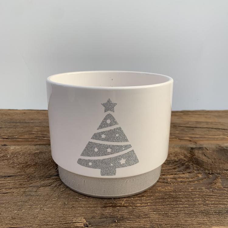Cache-pot en céramique Givre arbre argenté 5''